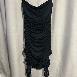 Elegant Black Ruched Dress